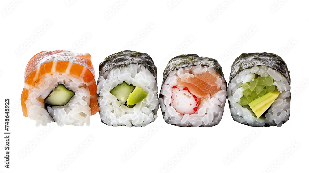 4 pieces of sushi, isolated no background. 4 pieces of sushi, isolated no background.