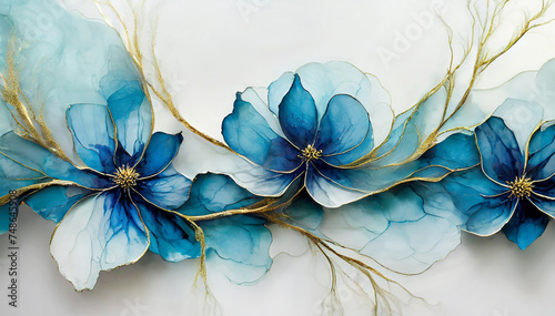 Niebieskie kwiaty, abstrakcja © Iwona