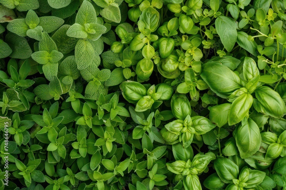 Thyme and basil plants Thyme and basil plants