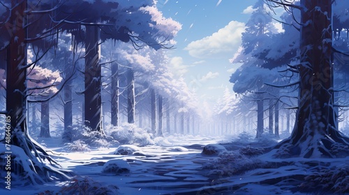 Winter wonderland: a fantasy scene of an magical forest