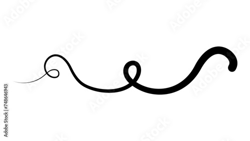 Swash swoop and swish calligraphy sign. Underlines hand drawn stroke. Brush drawn thick curved smears. Hand drawn collection of curly swishes, swashes, squiggles. vector illustration