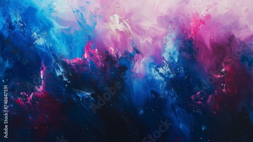 Абстрактная картина маслом, разноцветная. Голубой и розовый цвета.  живопись в интерьере, современный плакат.  © EvaMur