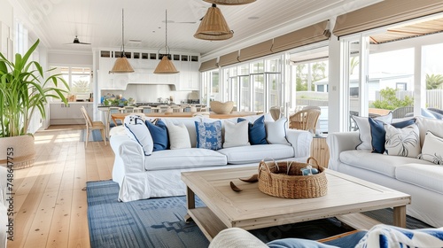 A Sydney-inspired coastal craftsman residence, with a private beach access and nautical-themed decor