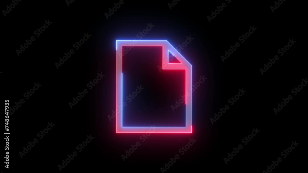 Neon page icon blue red color glowing animation black background Neon page icon blue red color glowing animation black background