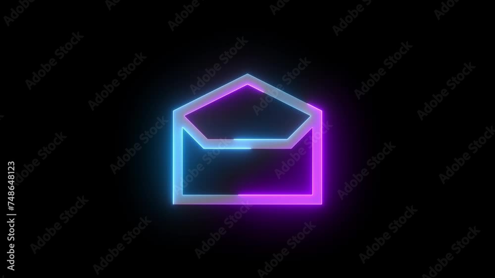 Neon read icon cyan purple color glowing animation black background Neon read icon cyan purple color glowing animation black background