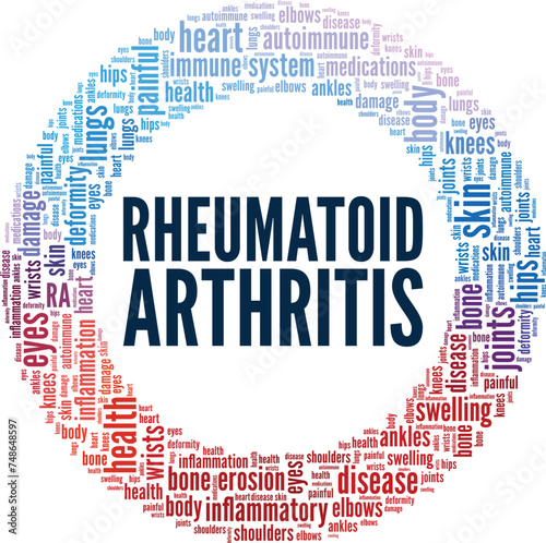 Rheumatoid Arthritis word cloud conceptual design isolated on white background.