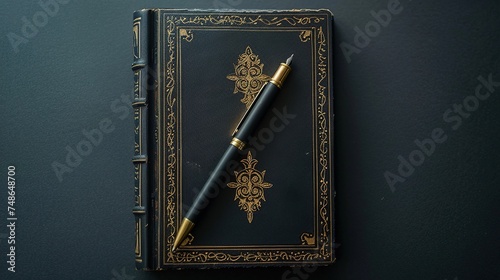 _Black_background_top_view_of_a_tarot_themed_notebook