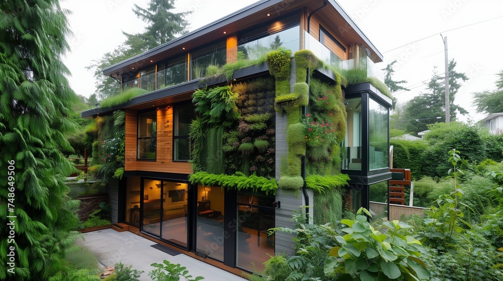 A Vancouver-inspired craftsman marvel, with a vertical garden wall and sustainable rainwater harvesting system