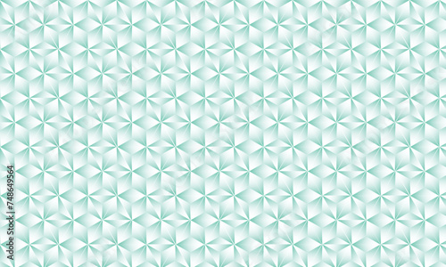 3D realistic seagreen and white gradient pattern. Modern cube texture. seamless pattern Background. Repeating tiles. Triangular volumetric elements of different random size. 3D illustration. EPS 10