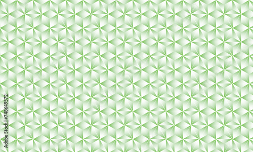 3D realistic green and white gradient pattern. Modern cube texture. seamless pattern Background. Repeating tiles. Triangular volumetric elements of different random size. 3D illustration. EPS 10