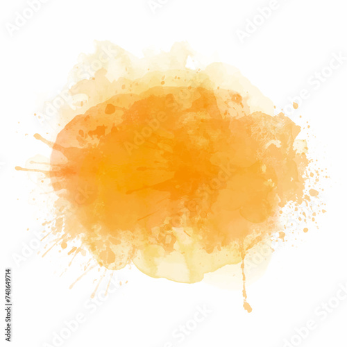 Abstract hand painted orange watercolour splatter design