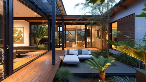 An eco-friendly craftsman home in Auckland, with a rainforest-inspired indoor atrium and energy-efficient features