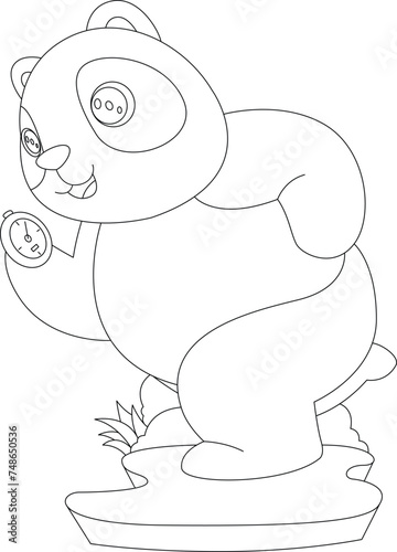 Panda Runner Stopwatch Running Animal Vector Graphic Art Illustration