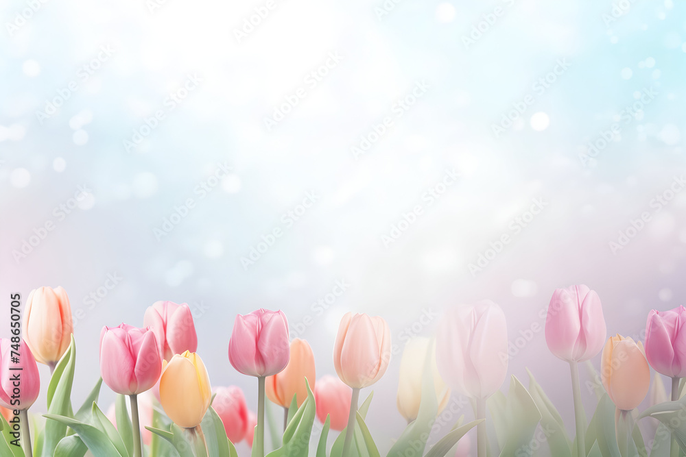 soft background with tulips. a place for the text. spring time