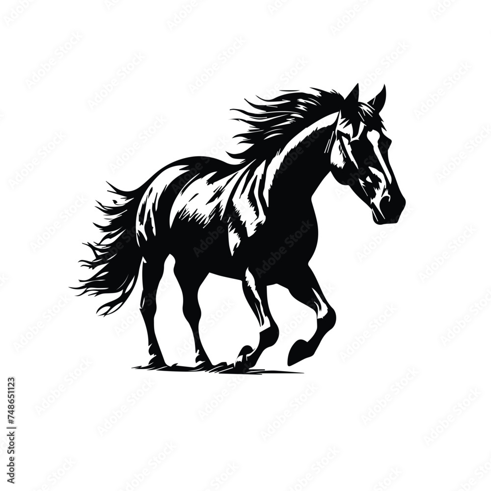 Horse silhouette animal black horses graphic vector illustration