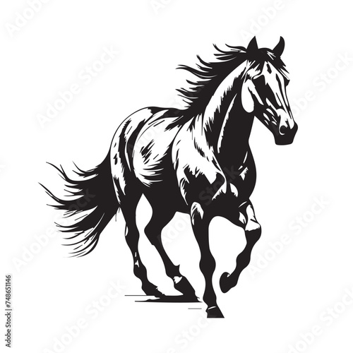 Fototapeta Naklejka Na Ścianę i Meble -  Horse silhouette animal black horses graphic vector illustration