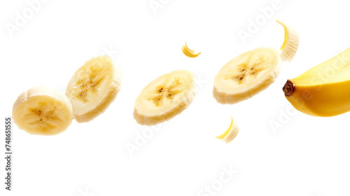 delicious banana slices isolated on transparent background