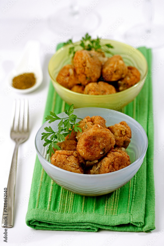 Fish balls with curry. Fish balls with curry.