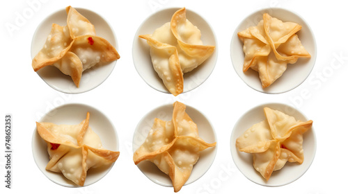 Savor the Delight: Crispy Crab Rangoon Collection on transparent background - Gourmet Asian Appetizers Set