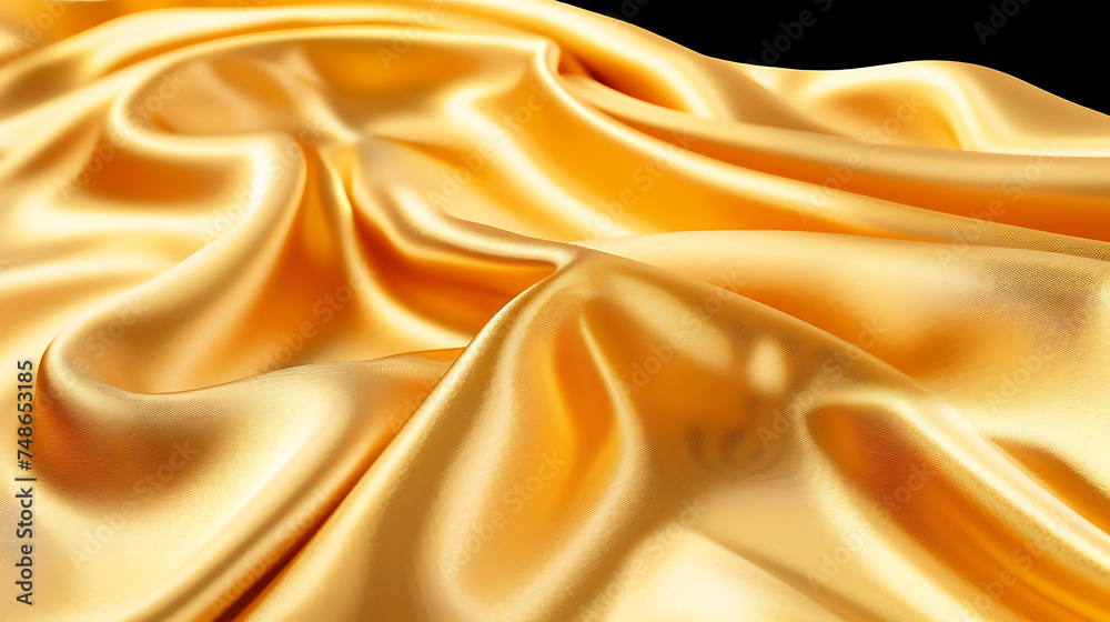 Fototapeta premium Golden luxury fabric isolated on transparent background