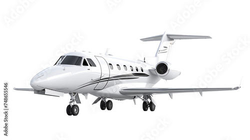 Modern corporate business jet isolated on transparent background