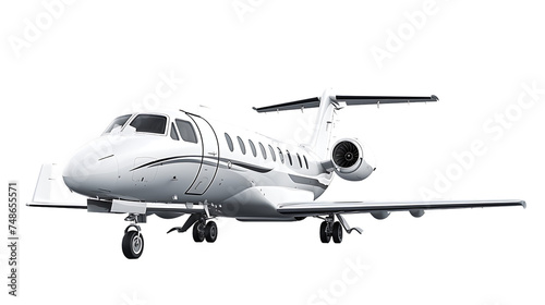 Modern corporate business jet isolated on transparent background