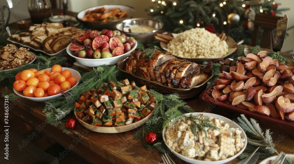 Plant based holiday feast, incorporating seasonal and trending ingredients into traditional celebrations.