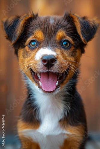 Close-up of a cheerful beautiful dog or puppy