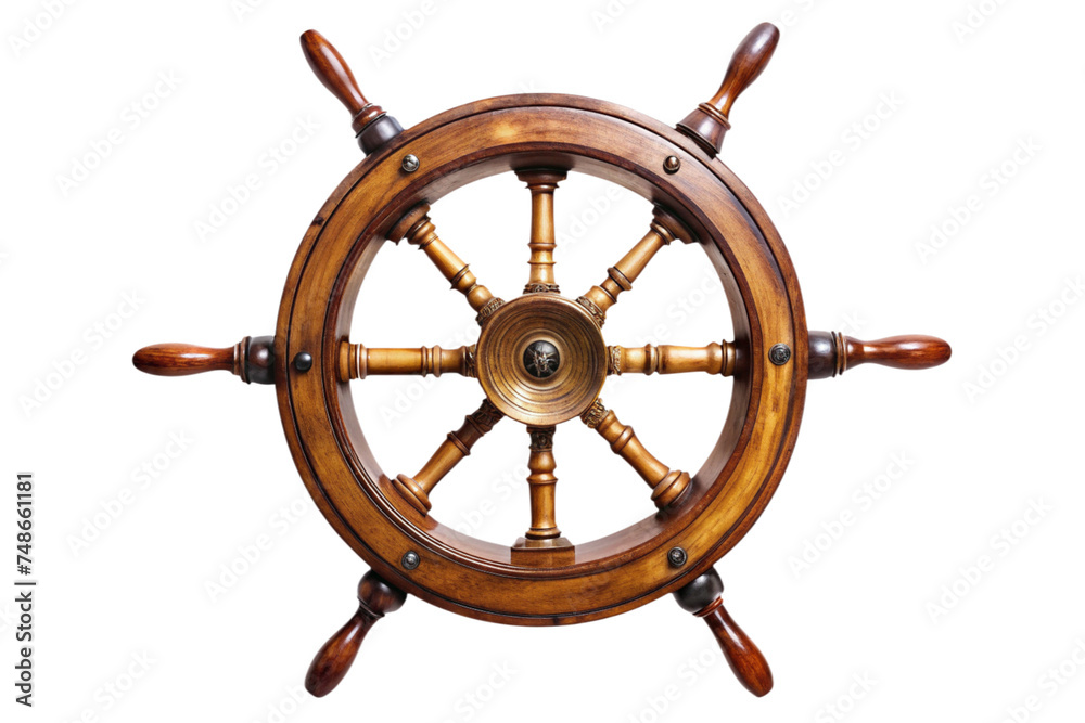 luxury pirate ship steering wheel on a transparent background