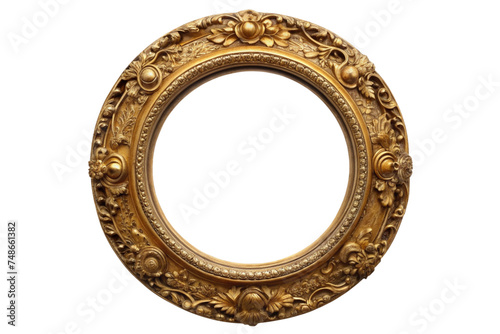 antique circle frame gold on a transparent background