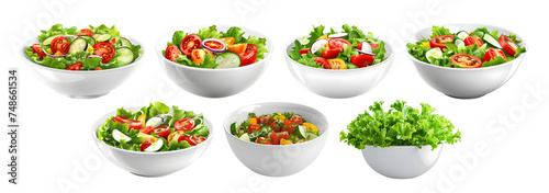 3D Rendering Pack of a Mix Vegetables Salad in a Bowl on Transparent Background - Ai Generated