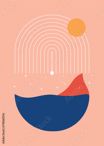 Sea view in a dream, imaginary night view