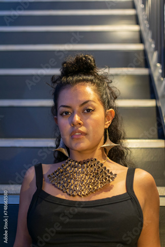 Photography Photo session of a Colombian (Latin) woman modeling clothing accessories designed and manufactured with a 3D printer