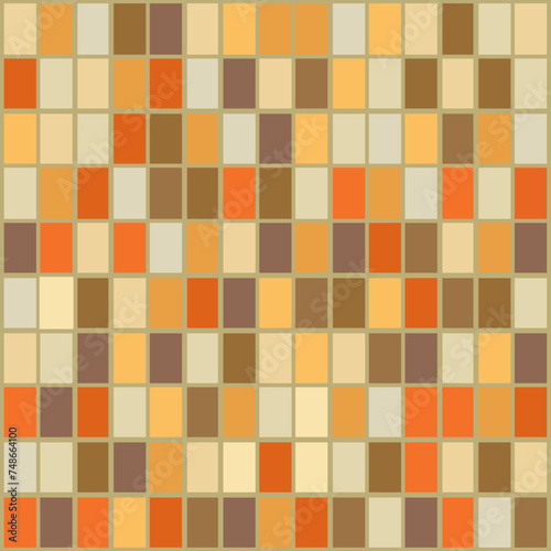 Colorful tile pattern in the style of the 1970s, seamless, scalable, repeatable. Vector Drawing.