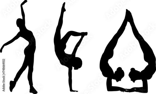 silhouette woman gymnast on white background vector