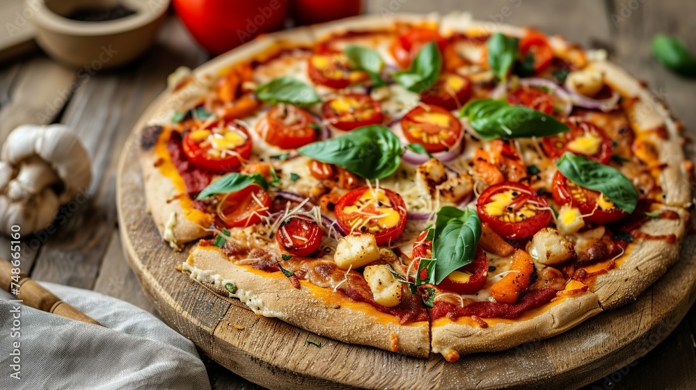 artificial intelligence image of a delicious pizza artificial intelligence image of a delicious pizza