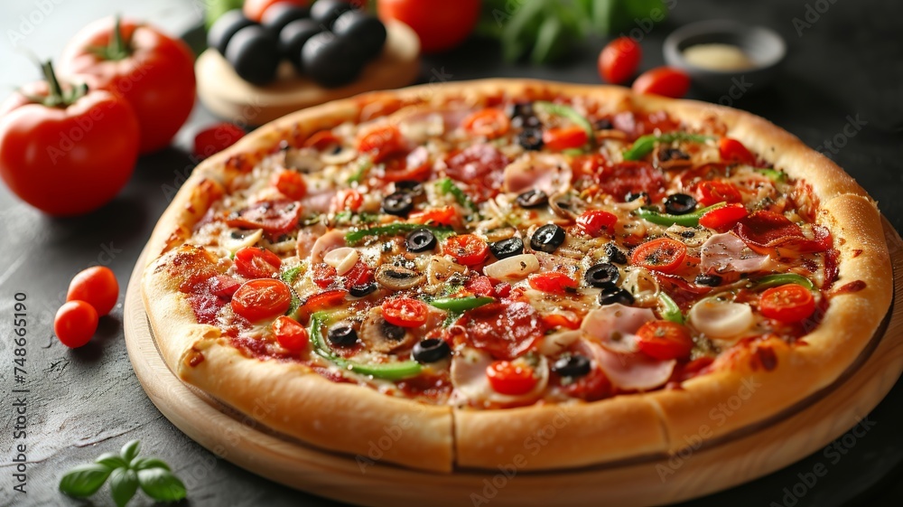 artificial intelligence image of a delicious pizza artificial intelligence image of a delicious pizza