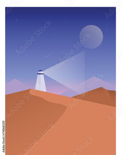 Lighthouse in the desert, dream world, desert dream (ID: 748665311)