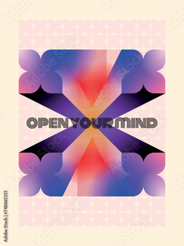 Open your mind lettering, typographic text, dream world (ID: 748665351)