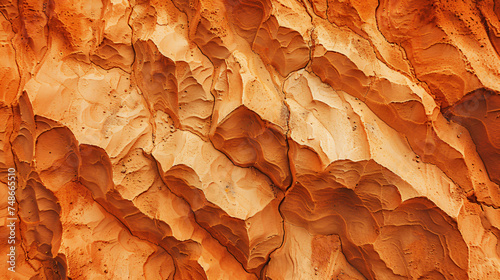 Closeup of Drought red orange sand stone rock formatio