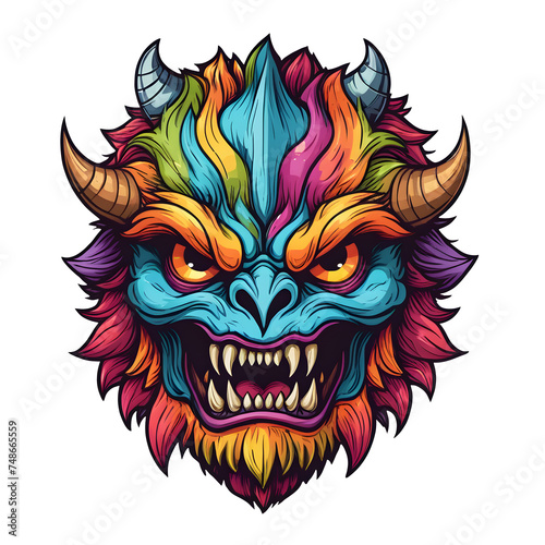 demon beast cartoon vector illustration. colorful concept