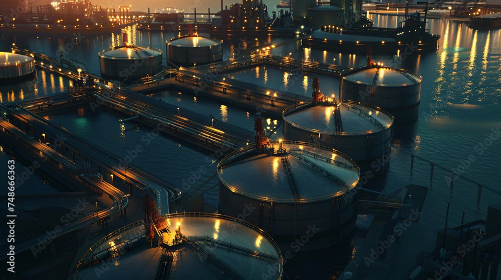 Crude Oil Terminal. Oil terminal is an industrial facility.