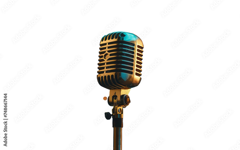 Fototapeta premium Retro Microphone Capturing Subtle Whispers Isolated on Transparent Background.