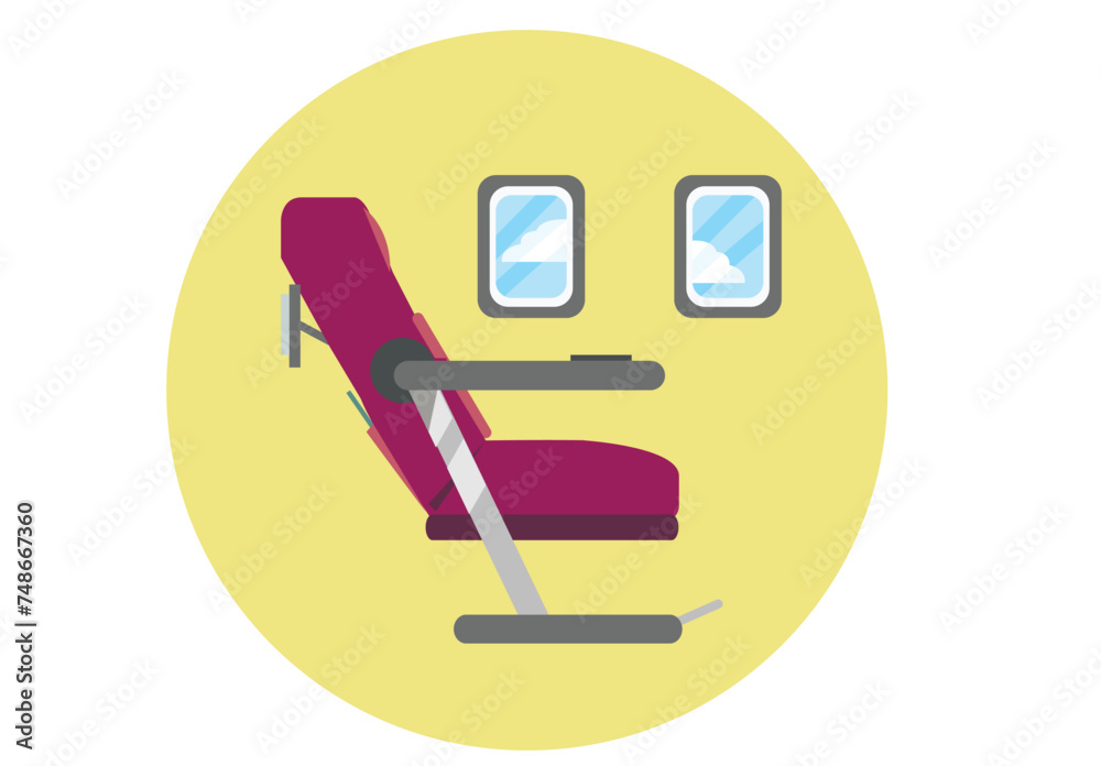 Red Reclining Passenger Seat Icon. Editable Clip Art. Red Reclining Passenger Seat Icon. Editable Clip Art.