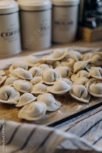homemade dumplings with filling. cooking hobby.preparation of semi-finished products.dough ravioli.National cuisine.aesthetic appearance. meat in dough. Yummy. promotion and advertising. tasty food.