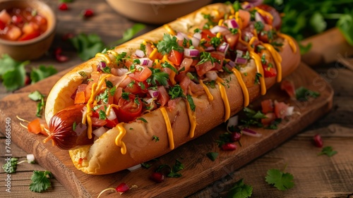 an artificial intelligence image of a delicious hotdog photo