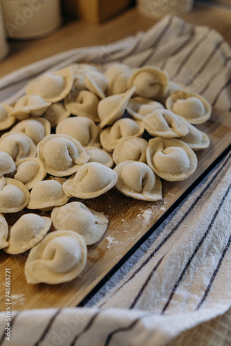 homemade dumplings with filling. cooking hobby.preparation of semi-finished products.dough ravioli.National cuisine.aesthetic appearance. meat in dough. Yummy. promotion and advertising. tasty food.