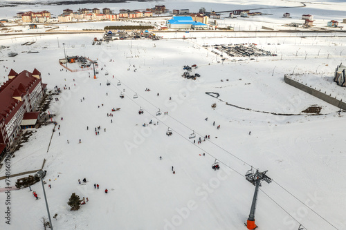 Ski resort in Sarikamis ,Kars,Turkey. Beautiful green pine forests and snow. photo