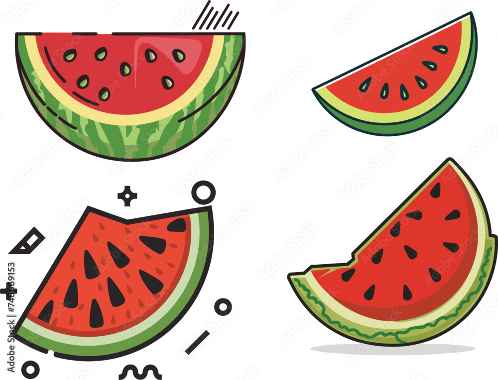set of watermelon illustration set of watermelon illustration