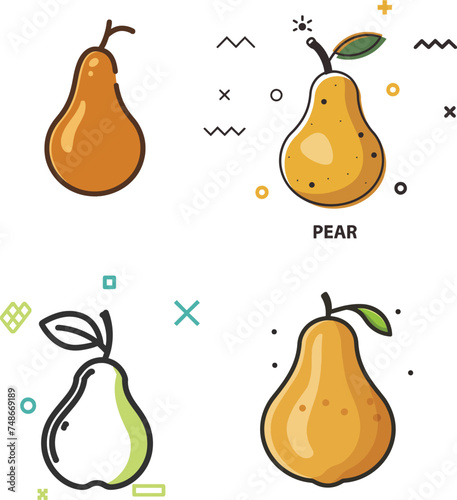 set of pear illustration 